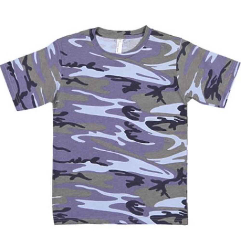Code Five Youth Blue Woodland Camo Short Sleeve Tee Size Medium